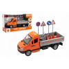 Teddies Auto cestné údržba plast 25cm na zotrvačník na batérie so zvukom sa svetlom v krabici 32x19x12cm