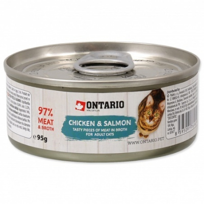 Ontario konzerva Cat Chicken Pieces & Salmon 95g