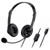 Genius HS-230U, Headset, náhlavní, drátový, s mikrofonem, ovládání hlasitosti, kabel 2,4 m, USB-C, černý 31710021405