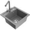 Mexen Vito granitový drez s 1 komorou s kuchynskou batériou Duero, sivý - 6503-71-671600-71