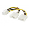 Oem Redukce napájecí rozdvojka pro VGA 2x 5.25 (MOLEX) na PCI-E (6pinů)