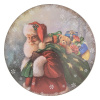 Clayre & Eef Vianočný plastový okrúhly servírovací podnos/tanier Santa s darčekmi - Ø 33*1 cm - Clayre & Eef