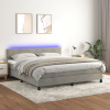 zahrada-XL Posteľ boxsping s matracom a LED bledosivá 180x200 cm zamat 3134297