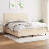 vidaXL Posteľný rám boxspring s matracom krémový 180x200 cm látka
