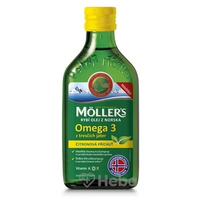 Moller´s Omega 3 Rybí olej z treščej pečene 250 ml olej citrón