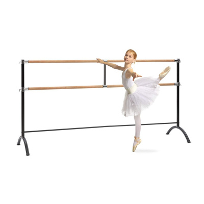KLARFIT Barre Marie, dvojitá baletná tyč, voľne stojaca, 220 x 113 cm, 2 x 38 mm Ø (FITN3- Barre Marie)