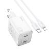 Kábel Hoco Charger 2 X Type C + Cable Type C to Lightning Pd Qc 45W Gan N42 White