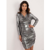 Dámske strieborné trblietavé koktejlové šaty s riasením DHJ-SK-20003.85-silver ONE SIZE