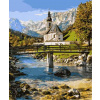 Diamantový obrázek - horský kostel 30 x 40 cm