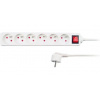 Solight predlžovací prívod, 6 zásuviek, biely, vypínač, 2m PP71
