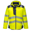 T400 - PW3 Hi-Vis Zimná bunda Žltá-tmavomodrá (Reflexná nepremokavá bunda)