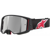 Okuliare SUPERTECH CORP, ALPINESTARS (čie./červ., zrkadlo. striebor. plexi) 2025
