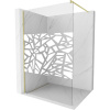 Mexen Kioto, sprchová zástena Walk-In 140 x 200 cm, 8mm číre sklo biely vzor, zlatý matný profil, 800-140-101-55-85