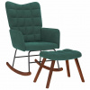 zahrada-XL Hojdacie kreslo so stoličkou Dark Green Velvet 4016845
