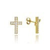 MINET JMG0028WGE02 - MINET Luxusní zlaté náušnice křížky s bílými zirkony Au 585/1000 1,10g
