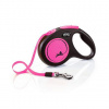Vodítko FLEXI Neon New M páska 5m/25kg čierna/ružová