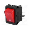 ROCKER DPST pol 2 OFF-ON 16A/250VAC červená tlejivka 230V