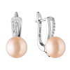Gaura Pearls Stříbrné náušnice s růžovou perlou a zirkony Jade, stříbro 925/1000 SK21233EL/P Růžová