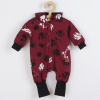 NEW BABY Dojčenský bavlnený overal s kapucňou a uškami New Baby labka tmavo ružový - 68