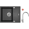 Granitový drez s batériou LINEA 600 XC 480 x 600 mm čierny metalický G1474XC + batéria Vitalia
