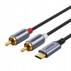 Ugreen CM451 USB-C na 2x RCA (Cinch) 1,5m, černý