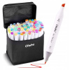 Ohuhu Alkoholové popisovače, 80 farieb, pero s dvojitou špičkou + mixér