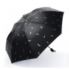 Dámsky Čierny skladací dáždnik Zlaté lístky