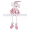 Postavička MagicHome Myš dievčatko s dlhými nohami ružová látková 20x18x69 cm