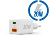 HAMA Super-mini, Rýchlonabíjačka, 1x USB-C/1x USB PD/QC 20W, biela (201991)