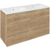 Sapho CIRASA umývadlová skrinka s dvojitým umývadlom 121x77x46cm, 3x zásuvka, dub alabama CR121-2222-31
