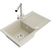 Mexen Pablo granitový drez 1-komorový s odkvapkávačom a kuchynská batéria Duero, béžová - 6510-69-671600-00