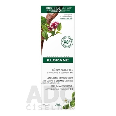 KLORANE SERUM ATICHUTE Quinine & Edelweiss BIO Sérum s chinínom a plesnivcom alpským 1x100 ml