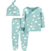 CARTER'S Set 3dielny polodupačky, tričko dl. rukáv zavinovacie, čiapka Blue Clouds neutrál LBB PRE,