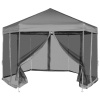 Rozkladací záhradný stan so 6 stenami, sivý 3,6 x 3,1 m-ForU-42111
