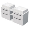 INTEDOOR Skriňa+2umývadlá BEE úchyt čierny, š.140cm, regál stred, biela 3D pruhy
