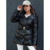 Čierna zimná dámska bunda s opaskom TY4484, ty4484-XL XL