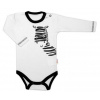 Baby Nellys Body dlhý rukáv, biele, Zebra, veľ. 56 80 (9-12m)
