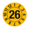 Kontrolná nálepka 26, kruh, žltá, samolepka, 10 mm, BJ = 1 x 128 ks