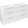 Sapho CIRASA umývadlová skrinka s dvojitým umývadlom 141x77x46cm, 3x zásuvka, biela lesk CR141-3030-31