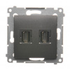 Kontakt Simon HDMI 2-zásuvka Simon54 PREMIUM/NATURE antracit DGHDMI2.01/48