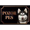 Sibírsky husky - Kovová tabuľka POZOR PES