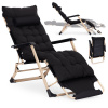 Garden beach lounger with cushion, headrest and adjustable footrest, black gold frame MultiGarden