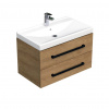 Swiss aqua technologies Koupelnová skříňka s černou úchytkou a umyvadlem SAT Cube Way 80x53x46 cm dub Hickory mat CUBE46C802DHVER