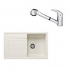 SET392 - Gránitový drez Blanco Zia 5 S biela soft + Kuchynská batéria Rosan King J385001 chróm