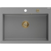 Mexen Elix granitový kuchynský drez 1-komorový 700 x 500 mm, sivý, sifón zlatý - 6526701005-71-G