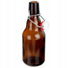 SKLENENÁ fľaša HNEDÁ s klipom na olej, pivo, džús, sirup, likér 340 ml