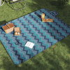 Pikniková deka skladacia modrá vlnková 200x150 cm zamat-ForU-4004205
