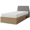 MB Študentská posteľ 90x200cm s úložným priestorom Rudy-dub piesočný/šedá