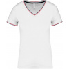 Kariban VINTAGE V-NECK K394 / Dámske piqué tričko s krátkym rukávom - white/navy/red XS