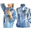 Fashionweek Oversized denimová bundička s flitrami D707 Veľkosť: L